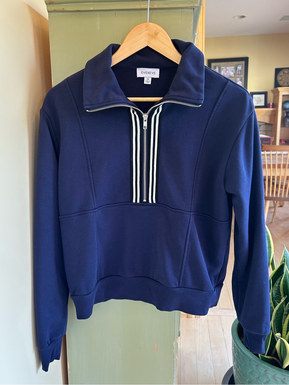 Evereve Women’s Navy/White Chelsea Half Zip Pullover Sweatshirt Size XS - Picture 4 of 14